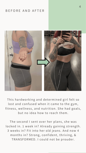 Client before and after transformation